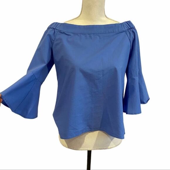 Cupio Blue off the shoulder bell sleeve top sz Small - Picture 8 of 8